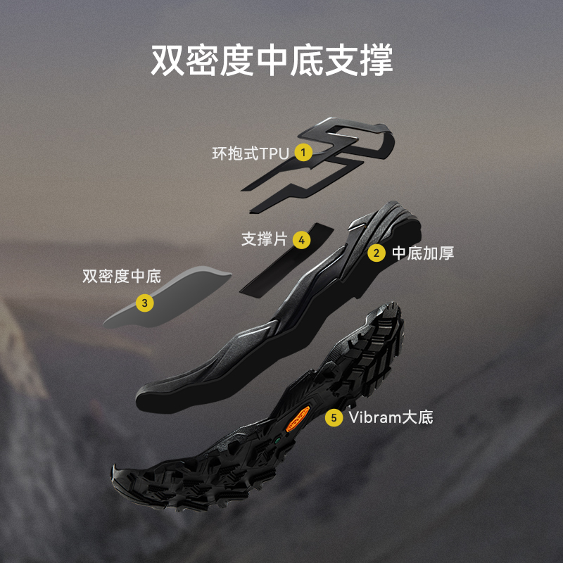 KAILAS凯乐石MT5-3 GTX MID中帮V底登山鞋GORE-TEX防水防滑徒步鞋 - 图2