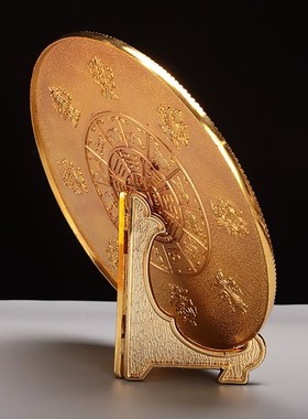 速发十相自在绘盘摆圆家居家用品合金彩件八吉祥九宫八卦玄关装饰