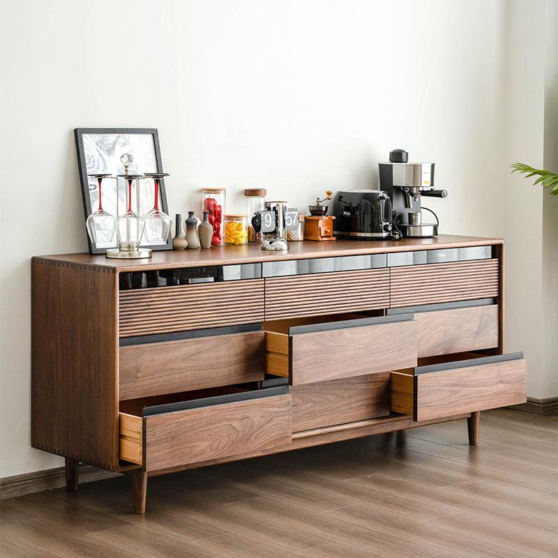 北美黑胡桃木全实木九斗柜简约樱桃木原木客厅卧室多功能储物斗柜 - 图0