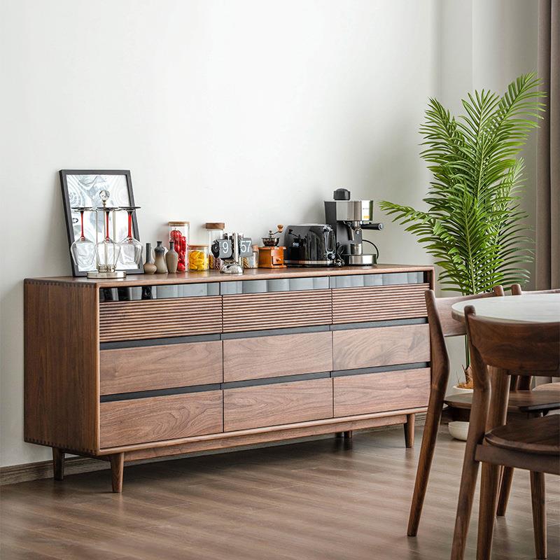 北美黑胡桃木全实木九斗柜简约樱桃木原木客厅卧室多功能储物斗柜 - 图1