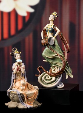 高端新中式敦煌飞天摆件禅意古典B人物客厅玄关书柜古风装饰工艺