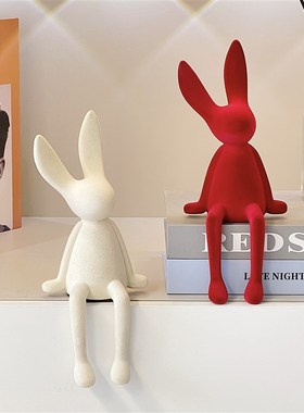 坐姿长耳小兔子摆件客厅电视柜轻奢高档I玄关现代家居装饰品高级