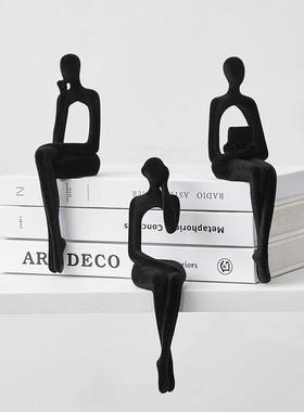 北欧抽象坐姿人物摆件家居客厅办公室酒柜电视柜装饰品轻奢高级感