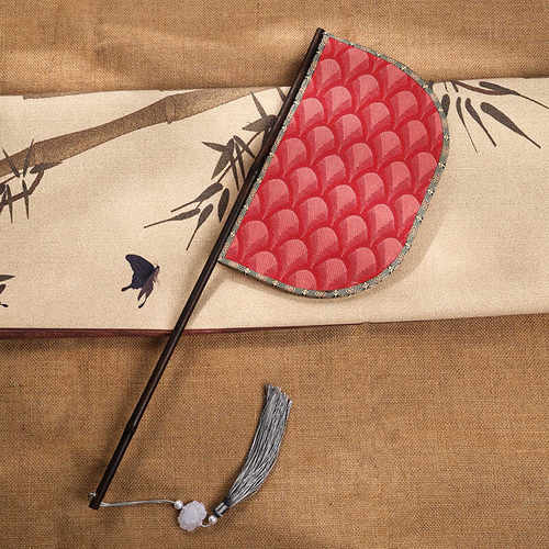 古风刀扇战国袍扇子遮面便面人鱼泪古风紫竹长柄汉服走秀拍照道具 - 图2