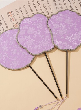 古风玫瑰花瓣刺绣团扇道具扇
