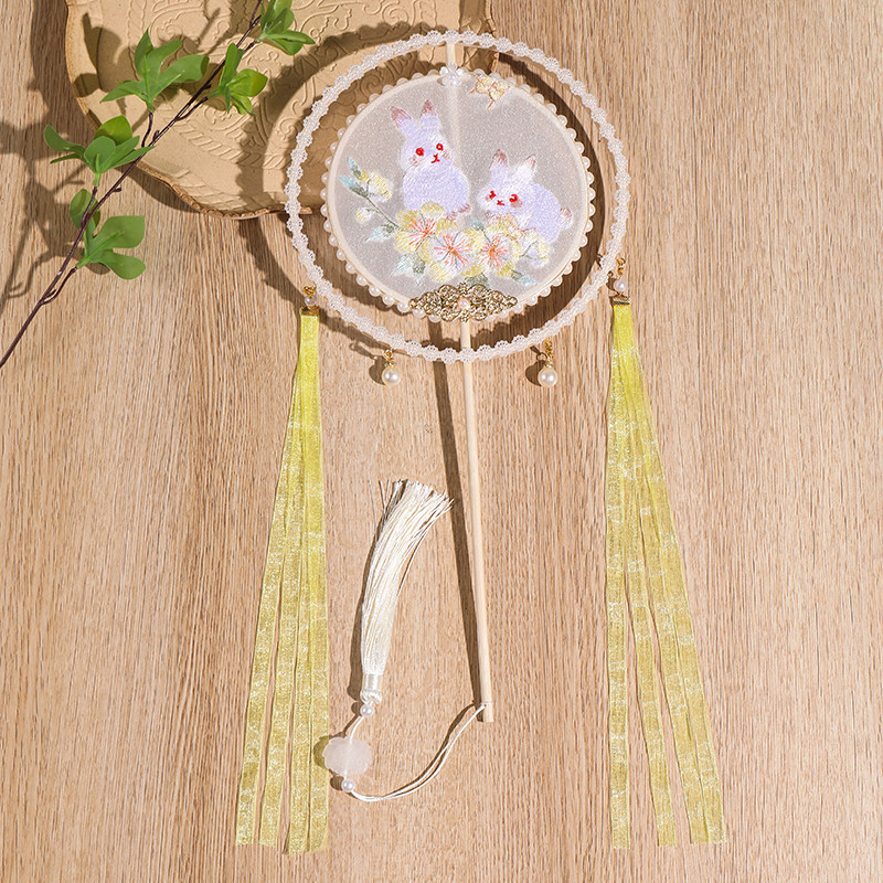 手工团扇古风汉服复古扇子长短柄刺绣花双圈宫扇舞蹈拍照中国风,淘宝优惠券,粉丝福利购,淘宝优惠卷