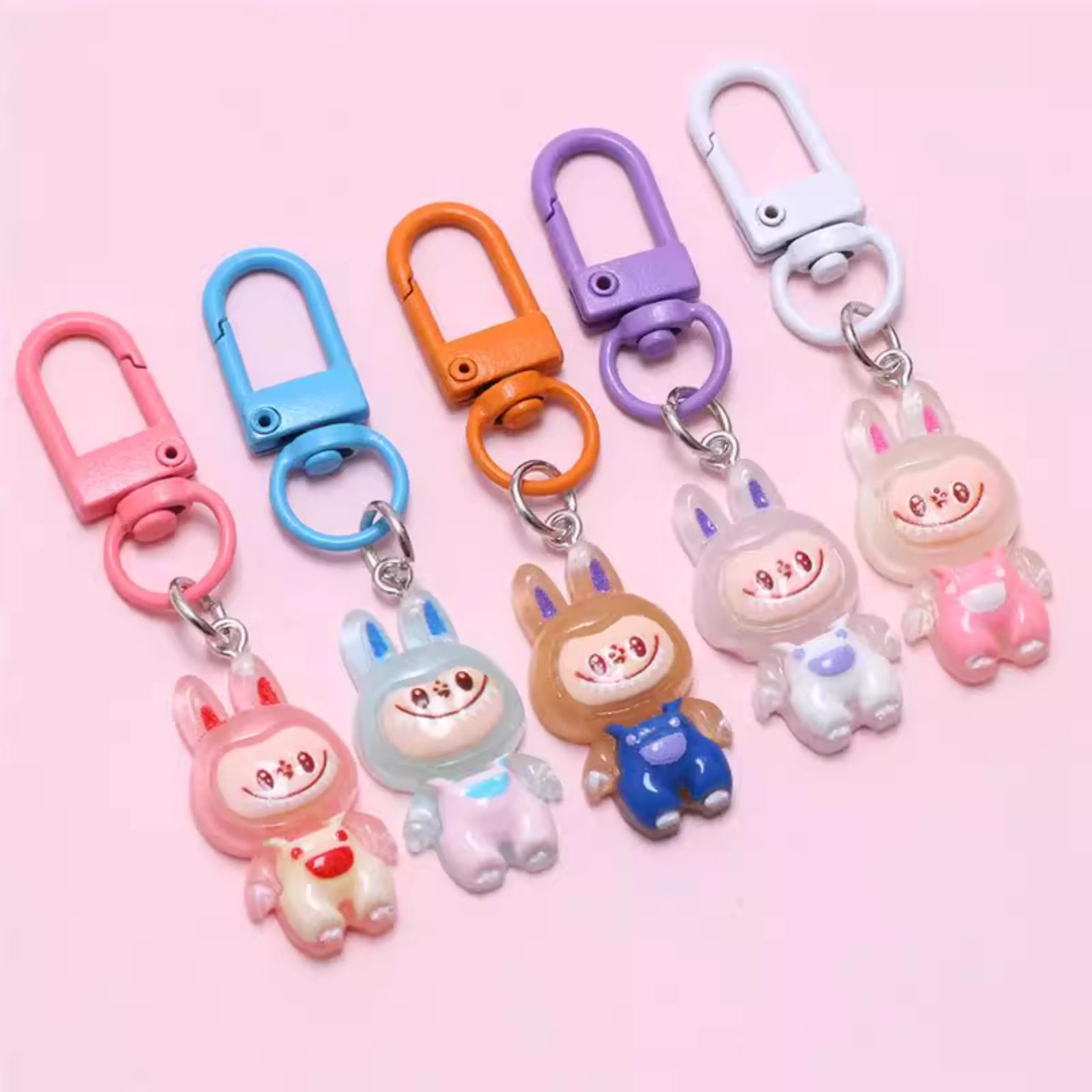 夜光钥匙扣可爱卡通拉布布挂件包包挂件挂饰配饰彩扣学生卡配件 - 图1