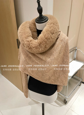 Jane·气质毛领款韩系温柔氛围感三角披肩斗篷秋冬保暖护颈送礼女