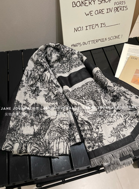 Jane·重磅高品质水墨画披肩女气质百搭薄款丝巾软糯空调房拍照