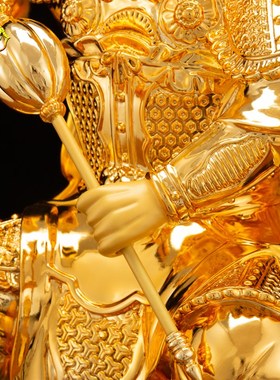 速发一心 斋1寸纯铜鎏金炳郎公神像三灵炳灵太子王佛像摆件