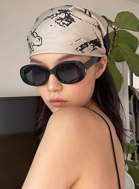 速发镜晒复古猫眼椭圆韩版防紫外线镜太街拍偏光墨防潮