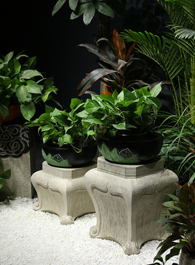 速发庭新花品布置装饰园摆件别墅户外草坪台创意院中式石墩花盆花