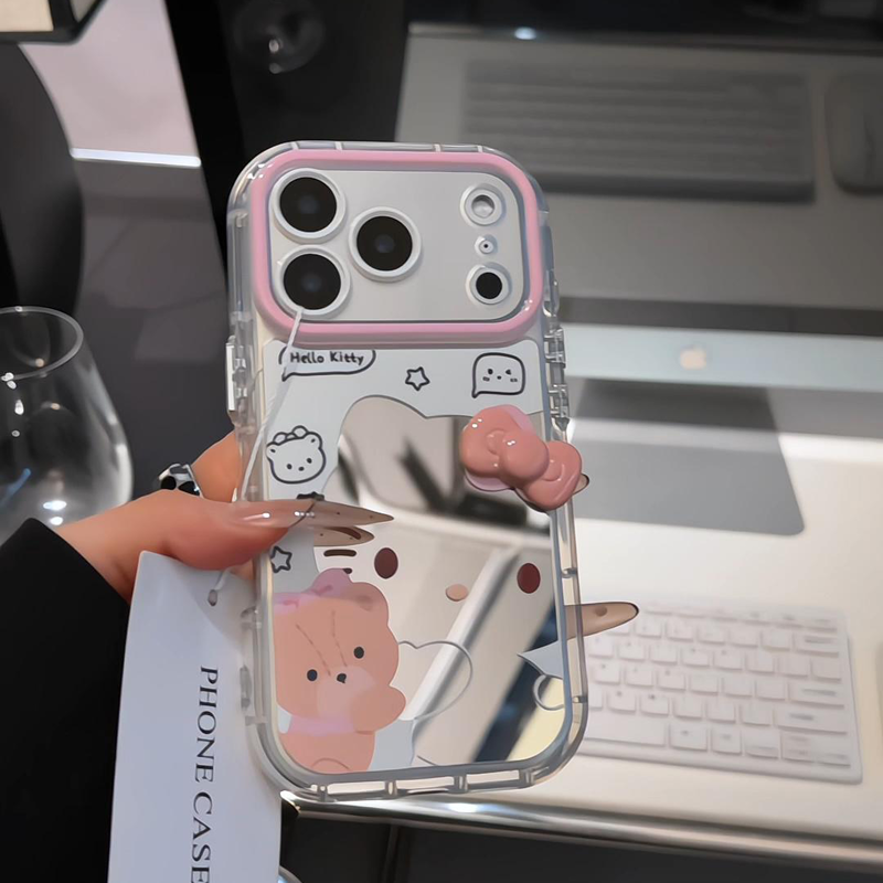 ZYL镜面可爱kt猫适用于华为Mate70/60pro/50手机壳nova14pro/13/12/11华为P80ultra/70/60镜奶 - 图1