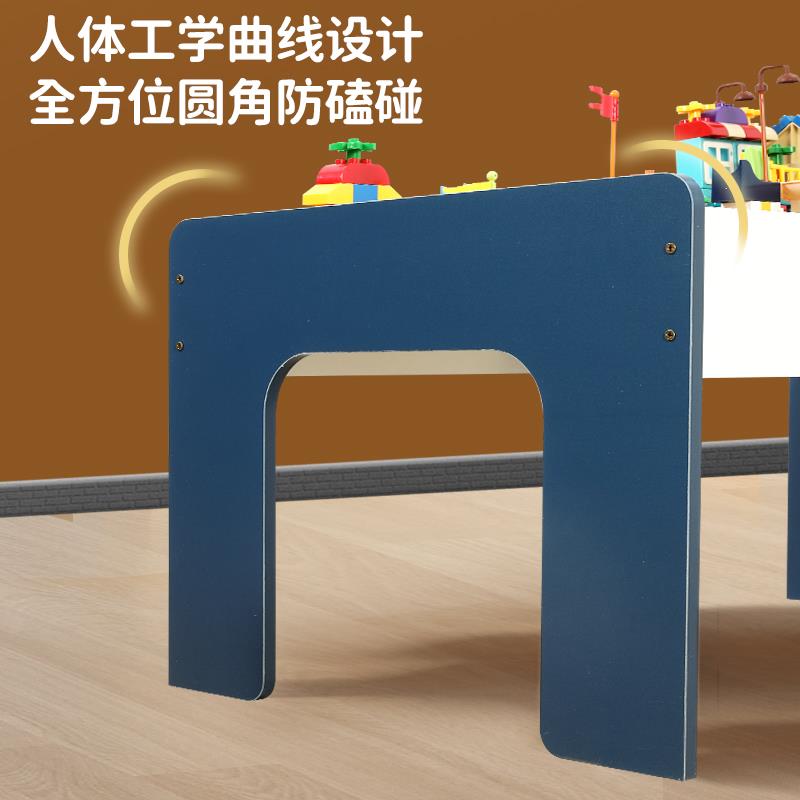 儿童积木桌子玩具台大颗粒男女孩宝宝益智拼装多功能游戏桌椅套装 - 图1