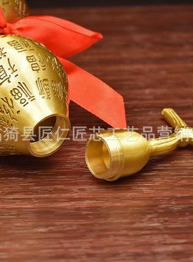 百福铜葫芦客厅摆件开盖空心纯黄铜开口福字办公室桌面家居装饰品