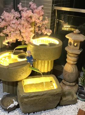 落地阳台装饰布置客厅流水摆件循环水景喷泉鱼池日式花园庭院景观