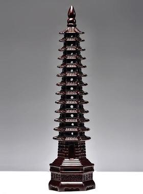 黑檀实木雕刻13层文昌塔摆件十三层塔家居客厅玄关装饰送礼工艺品