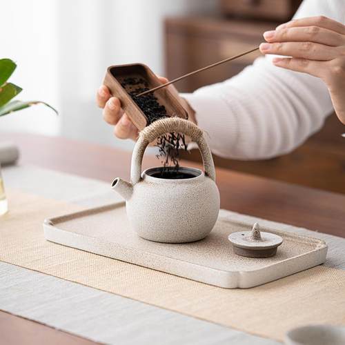记今朝《礁石白》禅意日式和风提梁壶干泡台功夫茶具套装家用礼品 - 图1