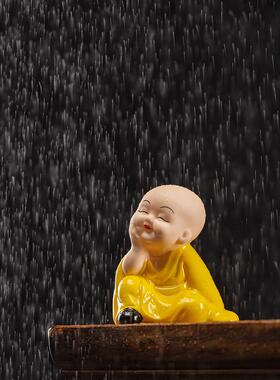 可爱的陶瓷小和尚禅宗客厅桌面小装饰品汽车室内装饰品园艺花盆小