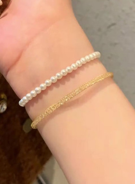 爆闪金色蕾丝钱袋子网兜手链女款