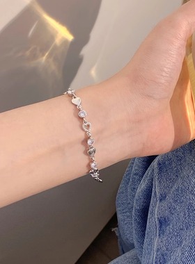 爱心锆石手链女生ins甜酷