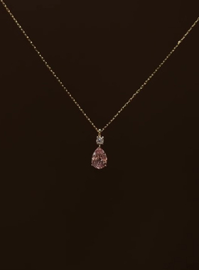 爆闪粉色水滴闪钻项链女2026新款
