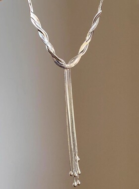 冷淡风Y型长款圆珠流苏项链女款
