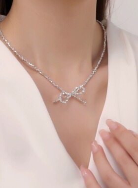 碎银子蝴蝶结项链轻奢小众高级感