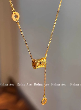 碎冰冰金色鱼鳞小蛮腰项链女款