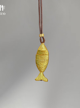 新中式金色小鱼拼接吊坠项链女款