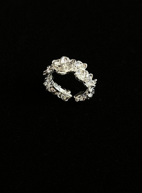 中古老钱风银色花团锦簇戒指时尚