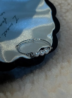 清冷感珍珠圆珠戒指女轻奢高级感