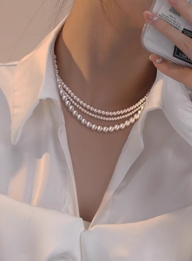 施家仿珍珠项链女款2025新款爆款