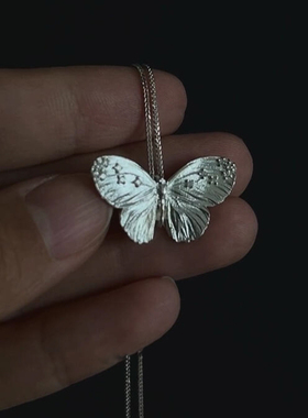 复古拉丝蝴蝶项链女款满天星吊坠