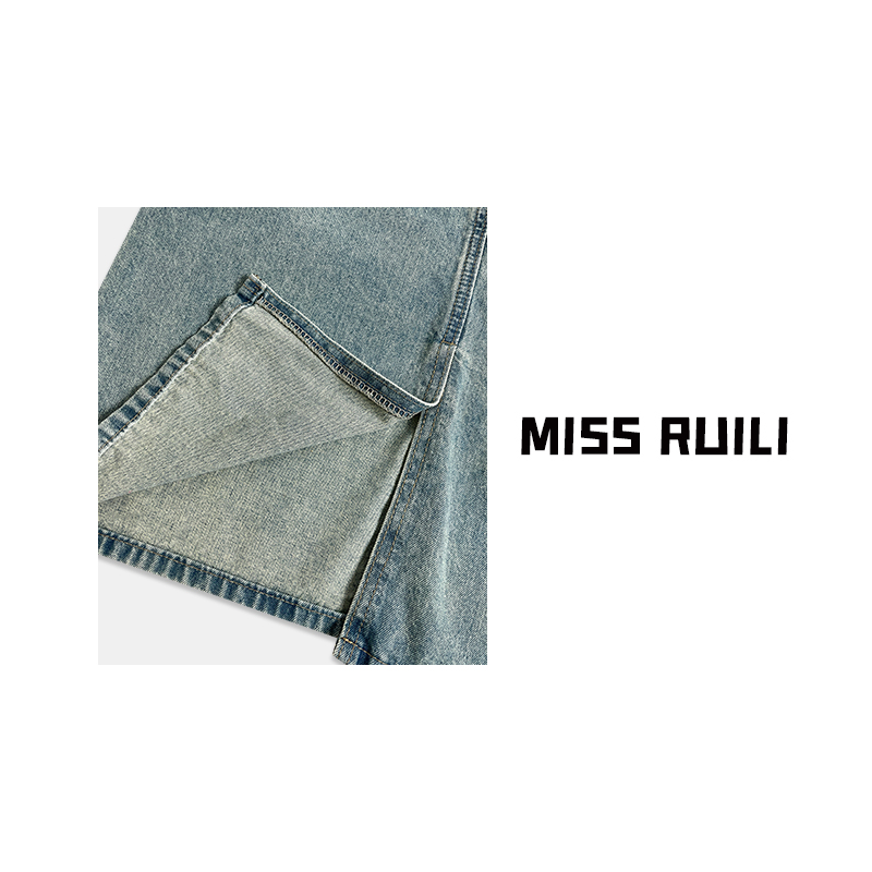 MISS RUILI定制 新款宽松显瘦复古减龄牛仔背带连衣裙女A6968 - 图1