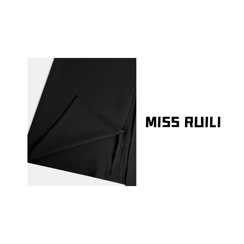 MISS RUILI定制 春季韩版高腰A字开叉时尚显瘦百搭半身裙A6776