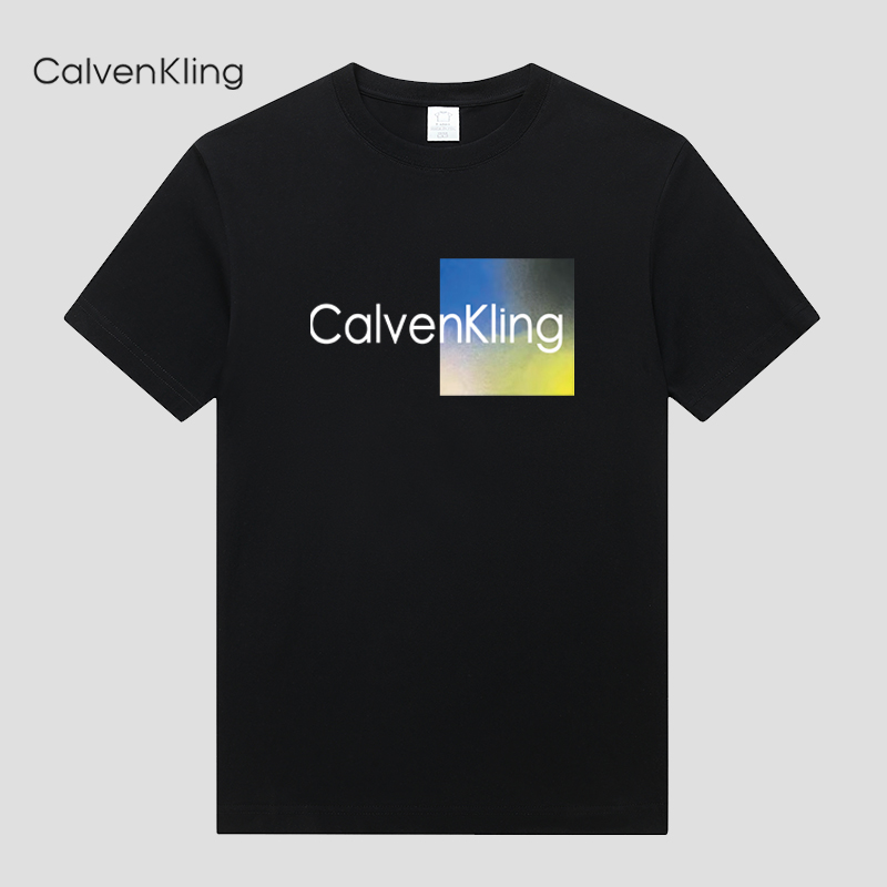 CALVEINKLING夏季新款潮牌时尚男士休闲短袖情侣百搭款T恤上衣