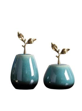 新中式美式景德镇玄关花瓶摆件工艺品客厅酒店民宿装饰花插陶瓷