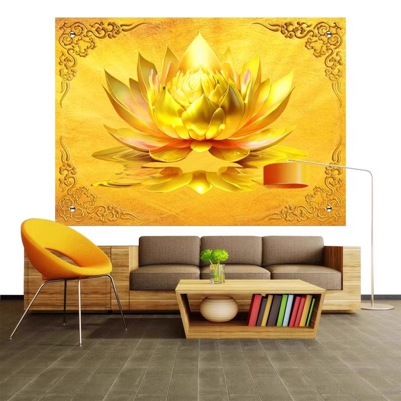 佛堂背景墙画金色祥云壁纸莲花墙纸寺庙祠堂吊顶贴纸吉祥八宝壁画,淘宝优惠券,粉丝福利购,淘宝优惠卷