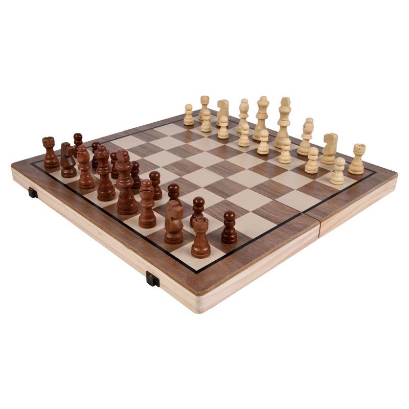 国际象棋带磁性大号高档实木折叠棋盘儿童初学小学生比赛专用套装-图3