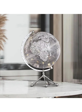 水晶球底座带灯创意透明地球仪摆件轻奢客厅办公室桌面装饰大