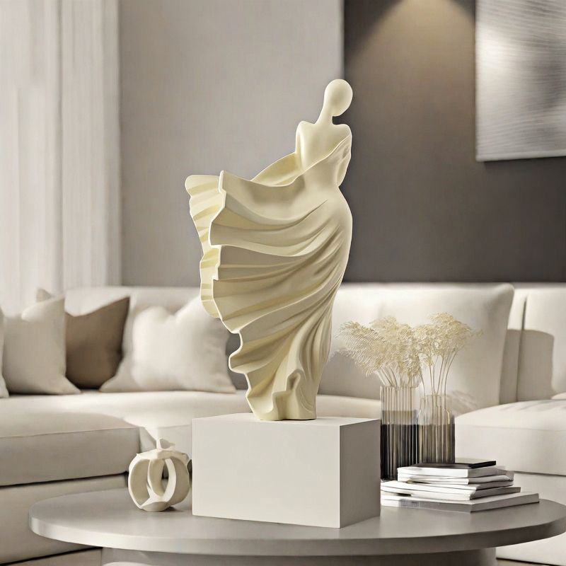 奶油风春风魅影艺术人物摆件高级感玄关客厅电视柜酒柜家居装饰品 - 图0