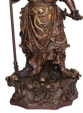 包邮纯铜特大号落地关公铜像九龙关公摆件工艺品家居桌面摆件