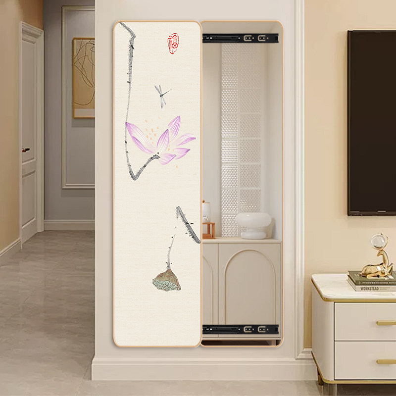 海纳百川新中式可关闭隐藏式穿衣镜全身镜装饰画隐形试衣遮挡镜子,淘宝优惠券,粉丝福利购,淘宝优惠卷