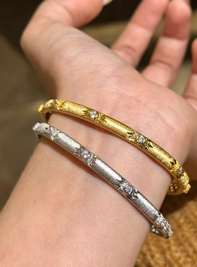 日本品质小红书爆款时尚轻奢拉丝锆石手镯小众气质复古精致百搭高