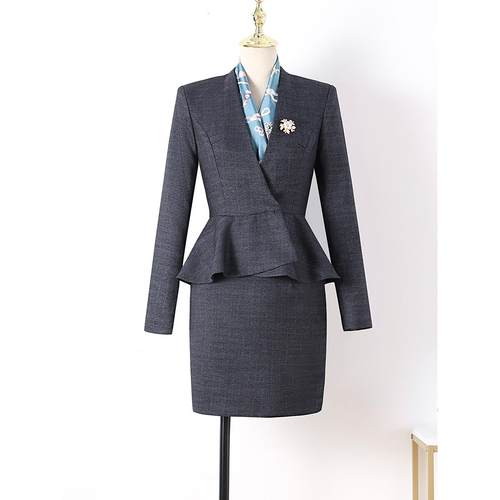 高端职业西装套装女秋季美容院酒店前台工装售楼部珠宝店工作服女 - 图3