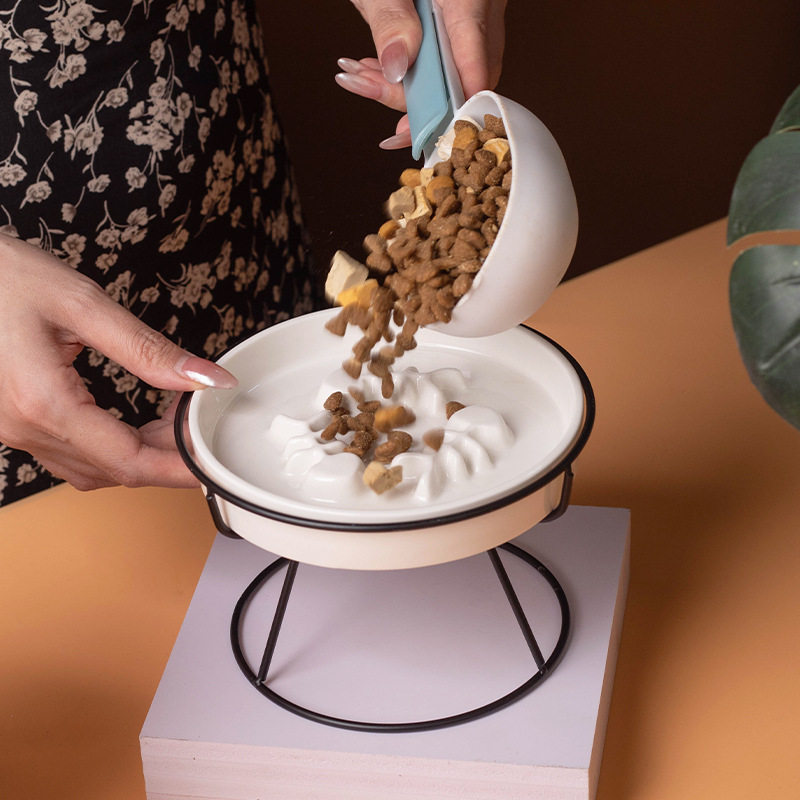 猫粮碗支架慢食增高陶瓷食盆宠物防打翻架子高脚保护脊椎防黑下巴,淘宝优惠券,粉丝福利购,淘宝优惠卷