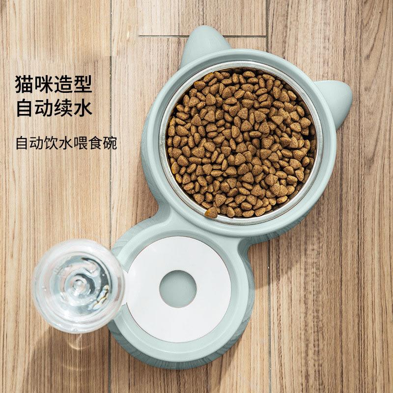 狗碗狗狗中小型犬食盆猫碗自动饮水器饭盆不湿嘴不锈钢双碗用品 - 图1