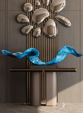 抽象艺术品入口装饰高端大型雕塑新中国风客厅别墅酒店大堂装饰