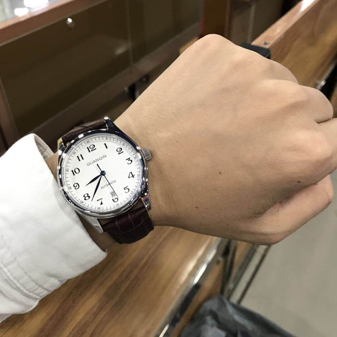 正品手表全自动机械表瑞士男表真皮带超薄防水数字冠琴海男士手表